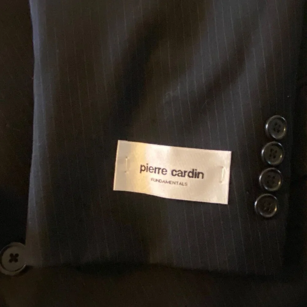 Pierre Cardin Pinstripe 2 Button Blazer Suit Coat Mens Size 46R Worsted Wool
